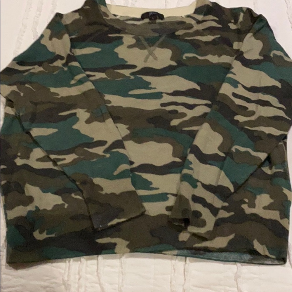 J Crew camo sweater.